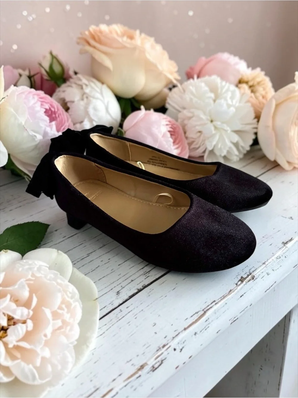 Crewcuts Little Girls Black Velvet Bow Ballet Flats Size 2